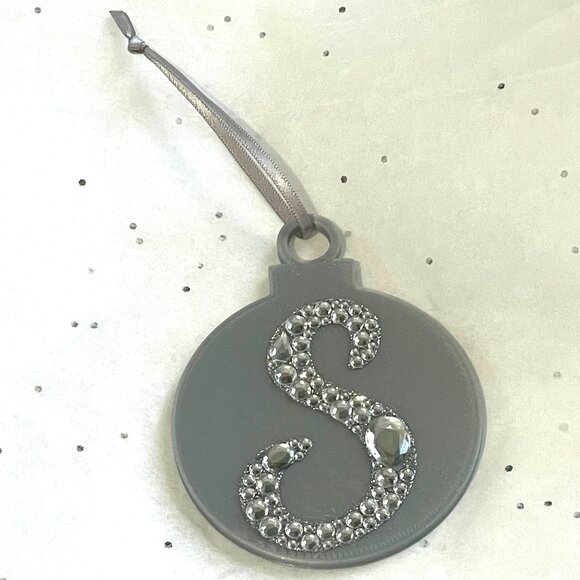 Initial S Rhinestone Blue Christmas Ornament-New! - Picture 1 of 3